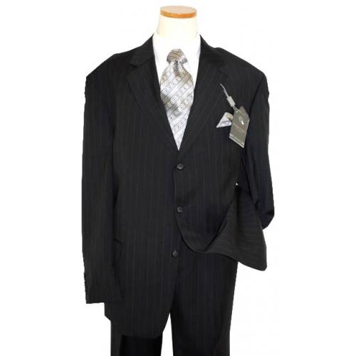 Giorgio Cosani Black/Silver Pinstripes Super 120'S Wool Suit 880
